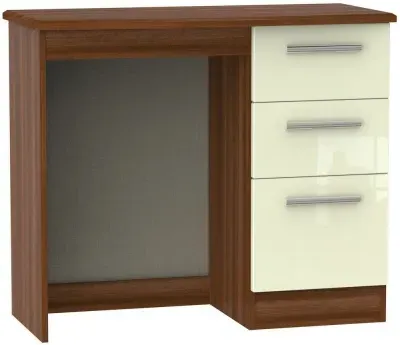 Knightsbridge 3 Drawer Single Dressing Table - Cream, Walnut