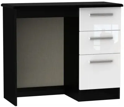 Knightsbridge 3 Drawer Single Dressing Table - White, Black