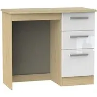 Knightsbridge 3 Drawer Single Dressing Table - White, Light Oak
