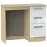 Knightsbridge 3 Drawer Single Dressing Table - White, Light Oak
