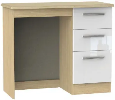 Knightsbridge 3 Drawer Single Dressing Table - White, Light Oak