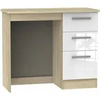 Knightsbridge 3 Drawer Single Dressing Table - White, Oak Effect