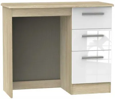 Knightsbridge 3 Drawer Single Dressing Table - White, Oak Effect