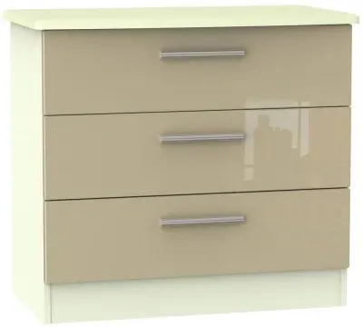 Knightsbridge 3 Drawer Small Chest - Mushroom, Cream