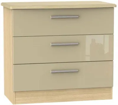Knightsbridge 3 Drawer Small Chest - Mushroom, Light Oak