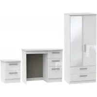 Knightsbridge 3 Piece Bedroom Set with 2 Door Combi Wardrobe - White