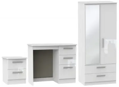 Knightsbridge 3 Piece Bedroom Set with 2 Door Combi Wardrobe - White