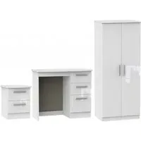 Knightsbridge 3 Piece Bedroom Set with 2 Door Wardrobe - White