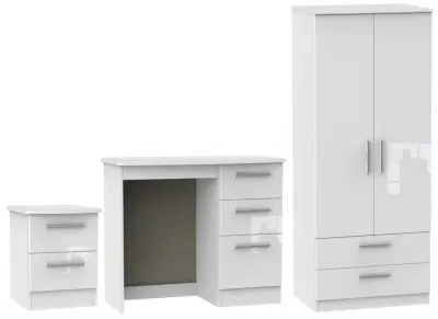 Knightsbridge 3 Piece Bedroom Set with 2 Door Wardrobe - White