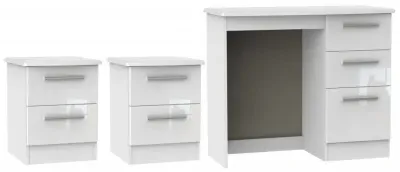 Knightsbridge 3 Piece Bedroom Set with 2 Drawer Bedside - White