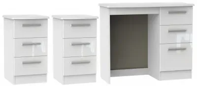 Knightsbridge 3 Piece Bedroom Set with 3 Drawer Bedside - White