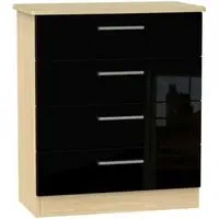 Knightsbridge 4 Drawer Chest - Black, Oak