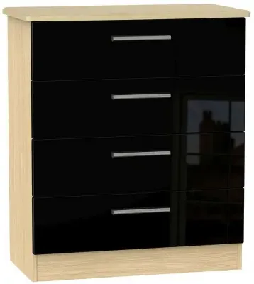 Knightsbridge 4 Drawer Chest - Black, Oak