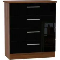 Knightsbridge 4 Drawer Chest - Black, Walnut