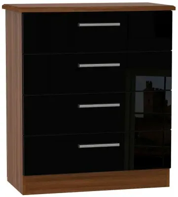 Knightsbridge 4 Drawer Chest - Black, Walnut