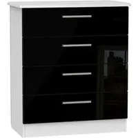 Knightsbridge 4 Drawer Chest - Black, White
