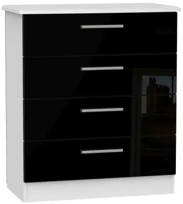 Knightsbridge 4 Drawer Chest - Black, White