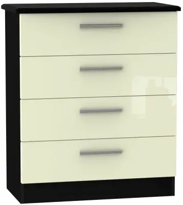 Knightsbridge 4 Drawer Chest - Cream, Black