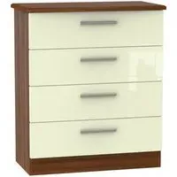 Knightsbridge 4 Drawer Chest - Cream, Walnut