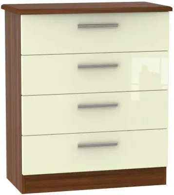 Knightsbridge 4 Drawer Chest - Cream, Walnut