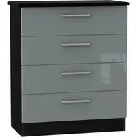 Knightsbridge 4 Drawer Chest - Grey Gloss, Black