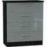 Knightsbridge 4 Drawer Chest - Grey Gloss, Black