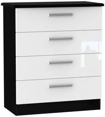 Knightsbridge 4 Drawer Chest - White, Black