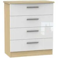 Knightsbridge 4 Drawer Chest - White, Light Oak