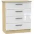 Knightsbridge 4 Drawer Chest - White, Light Oak