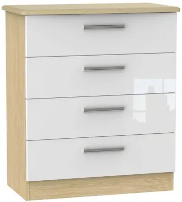 Knightsbridge 4 Drawer Chest - White, Light Oak