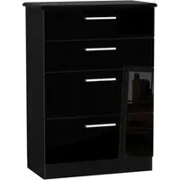 Knightsbridge 4 Drawer Deep Chest - Black