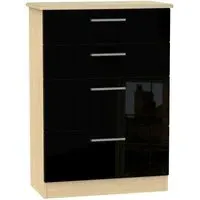 Knightsbridge 4 Drawer Deep Chest - Black, Oak