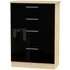 Knightsbridge 4 Drawer Deep Chest - Black, Oak