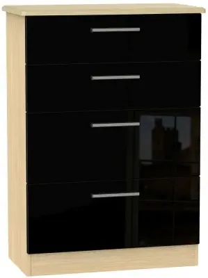 Knightsbridge 4 Drawer Deep Chest - Black, Oak