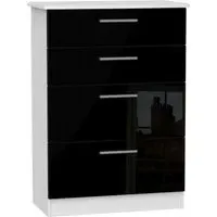 Knightsbridge 4 Drawer Deep Chest - Black, White