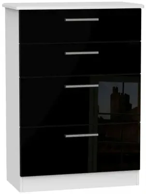 Knightsbridge 4 Drawer Deep Chest - Black, White