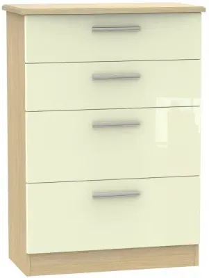 Knightsbridge 4 Drawer Deep Chest - Cream, Light Oak