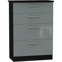 Knightsbridge 4 Drawer Deep Chest - Grey, Black