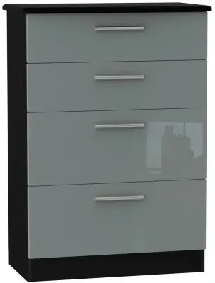 Knightsbridge 4 Drawer Deep Chest - Grey, Black image