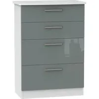 Knightsbridge 4 Drawer Deep Chest - Grey, White