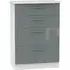 Knightsbridge 4 Drawer Deep Chest - Grey, White