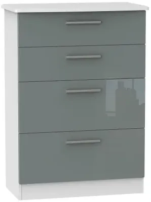 Knightsbridge 4 Drawer Deep Chest - Grey, White image