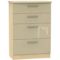 Knightsbridge 4 Drawer Deep Chest - Mushroom, Light Oak