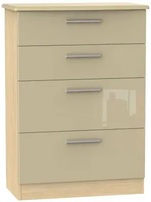 Knightsbridge 4 Drawer Deep Chest - Mushroom, Light Oak