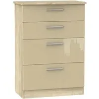 Knightsbridge 4 Drawer Deep Chest - Mushroom, Oak Effect