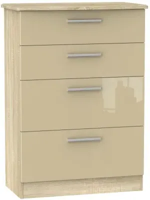 Knightsbridge 4 Drawer Deep Chest - Mushroom, Oak Effect