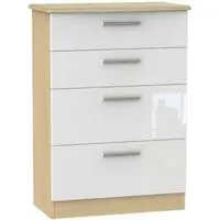 Knightsbridge 4 Drawer Deep Chest - White, Light Oak