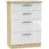 Knightsbridge 4 Drawer Deep Chest - White, Light Oak