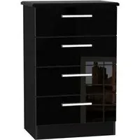 Knightsbridge 4 Drawer Midi Chest - Black