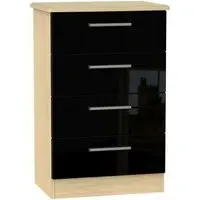 Knightsbridge 4 Drawer Midi Chest - Black, Oak